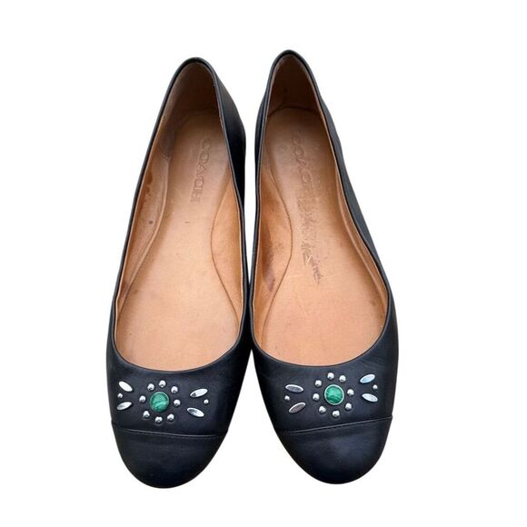 Coach Black Leather Ballerina Flats Size 9B - Picture 5 of 7